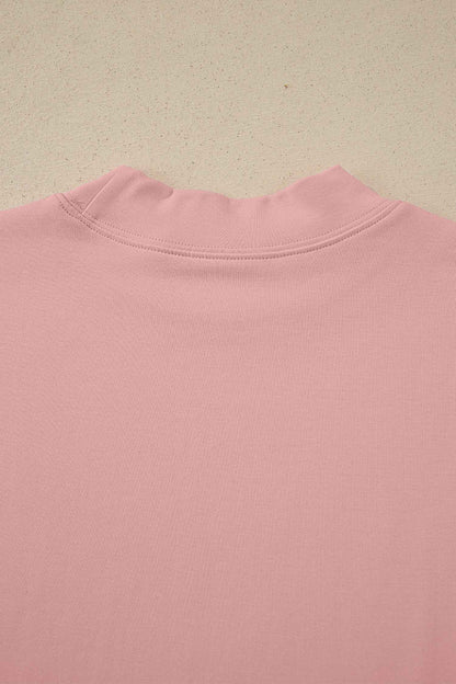 Black Solid Color High Neck Oversize Tee