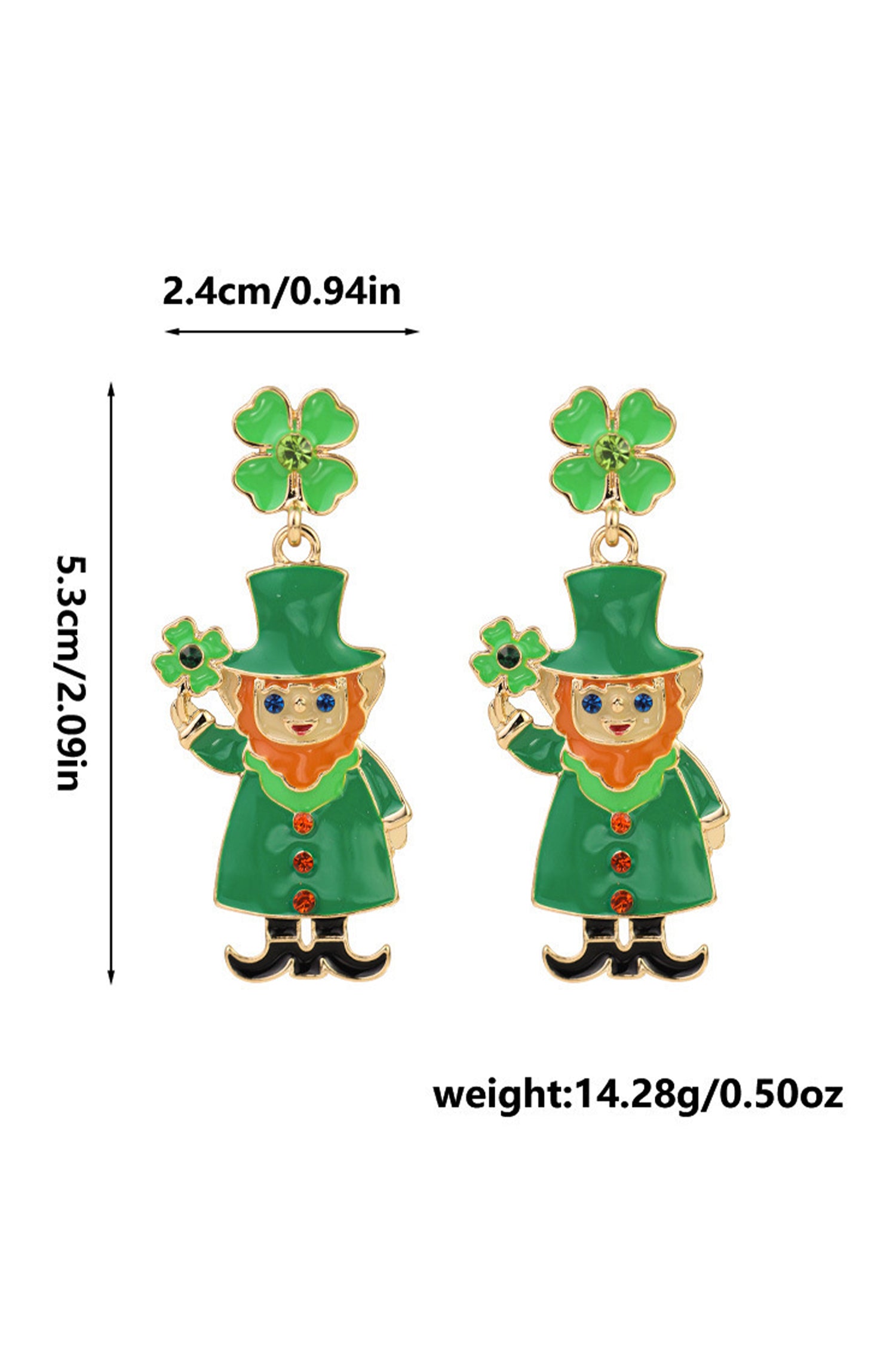 Dark Green St Patricks Day Enameled Leprechaun Drop Earrings - Snoopy's Closet
