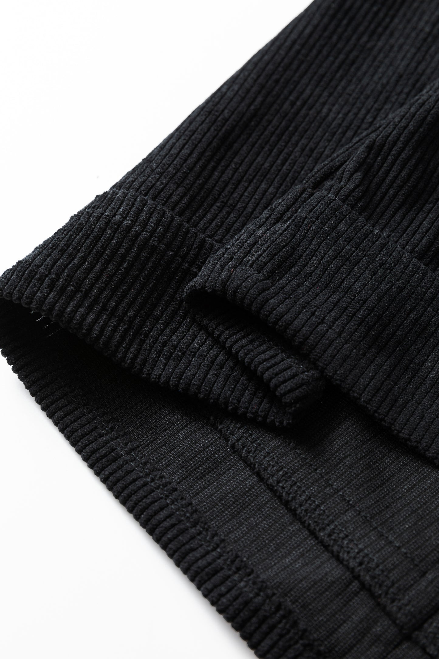 Minivestido Negro Sin Mangas de Pana Tallas Grandes con Bolsillos de Parche