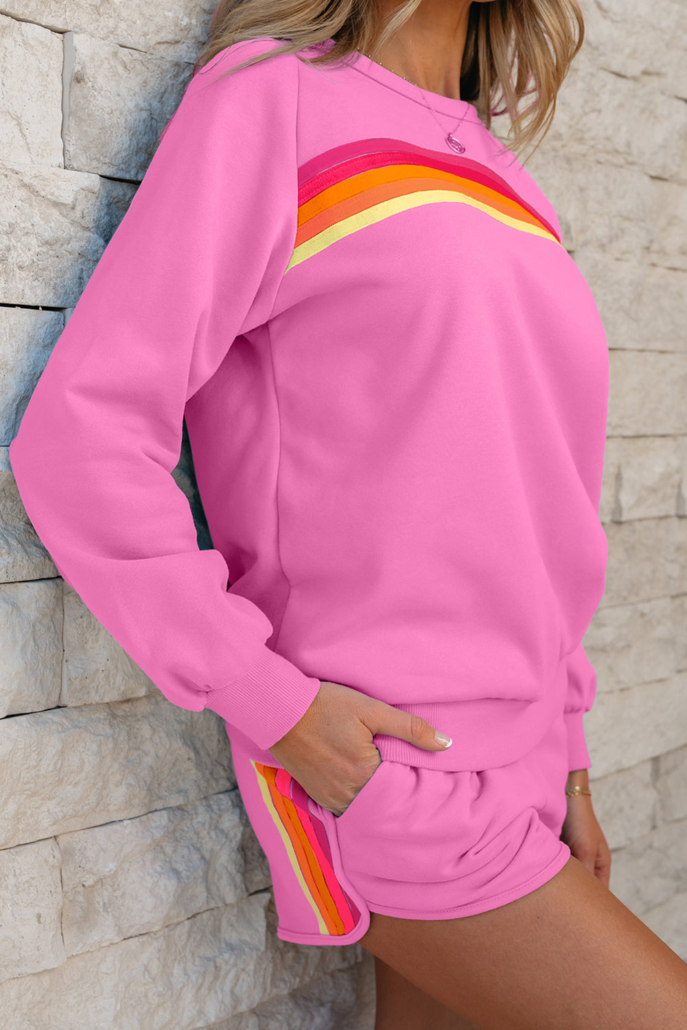 Beau Blue Accent Pullover and Shorts Two Piece Casual Set - Snoopy's Closet
