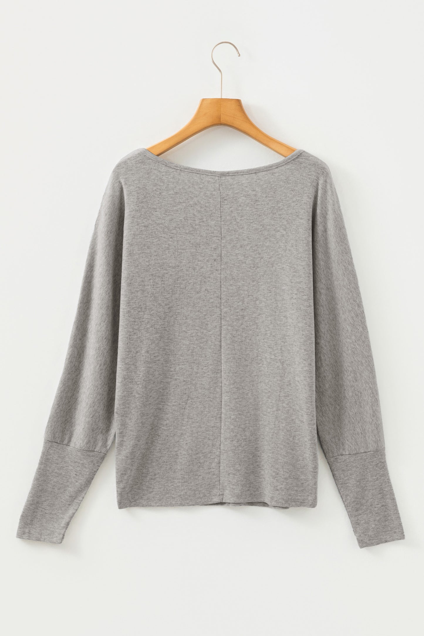 Light Grey Solid Color Extended Cuffs Long Sleeve Top - Snoopy's Closet