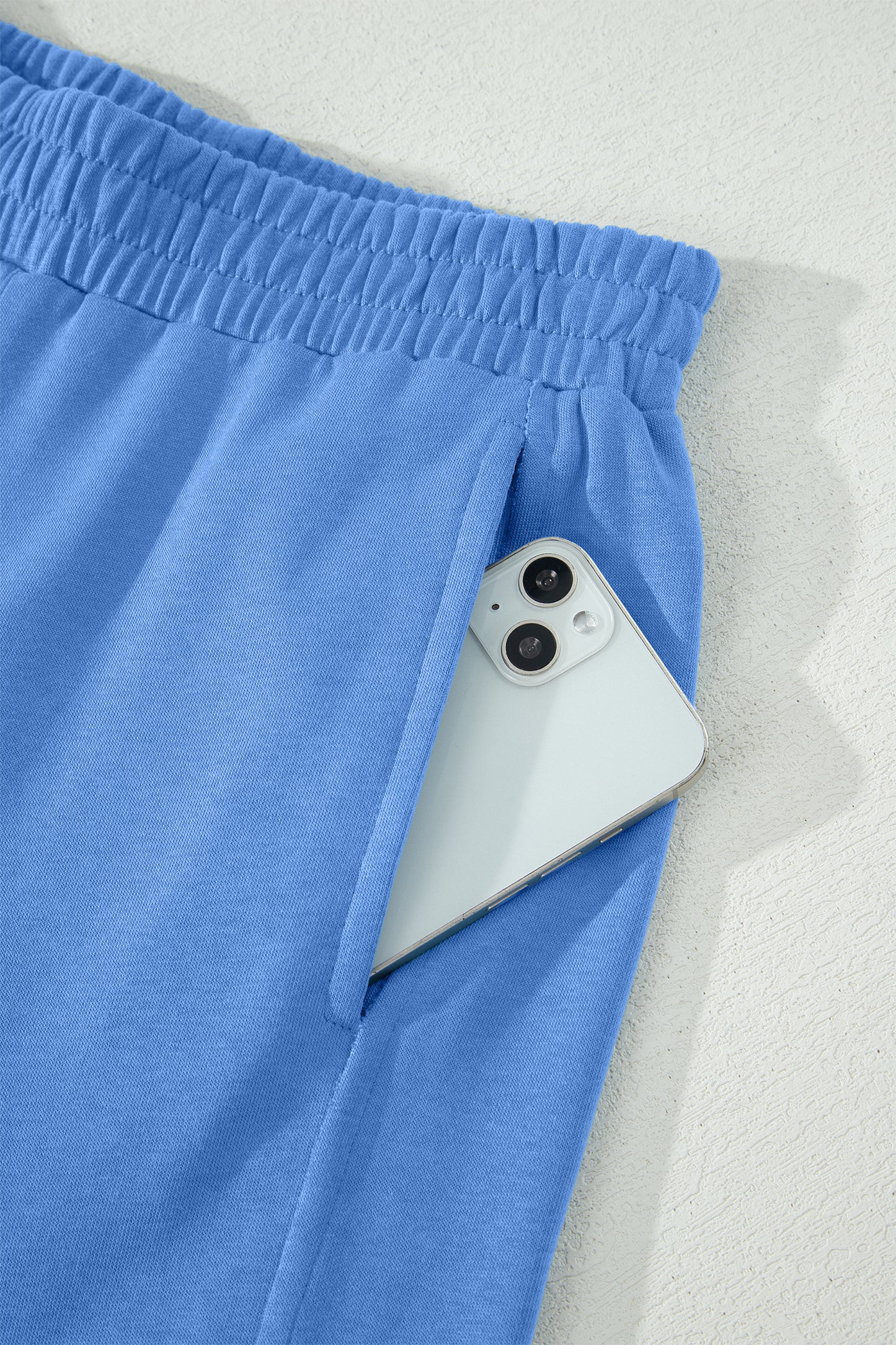 Sky Blue Solid Cover Oversize Tee Pocketed Casual Pants 2pcs Outfit - Snoopy's Closet
