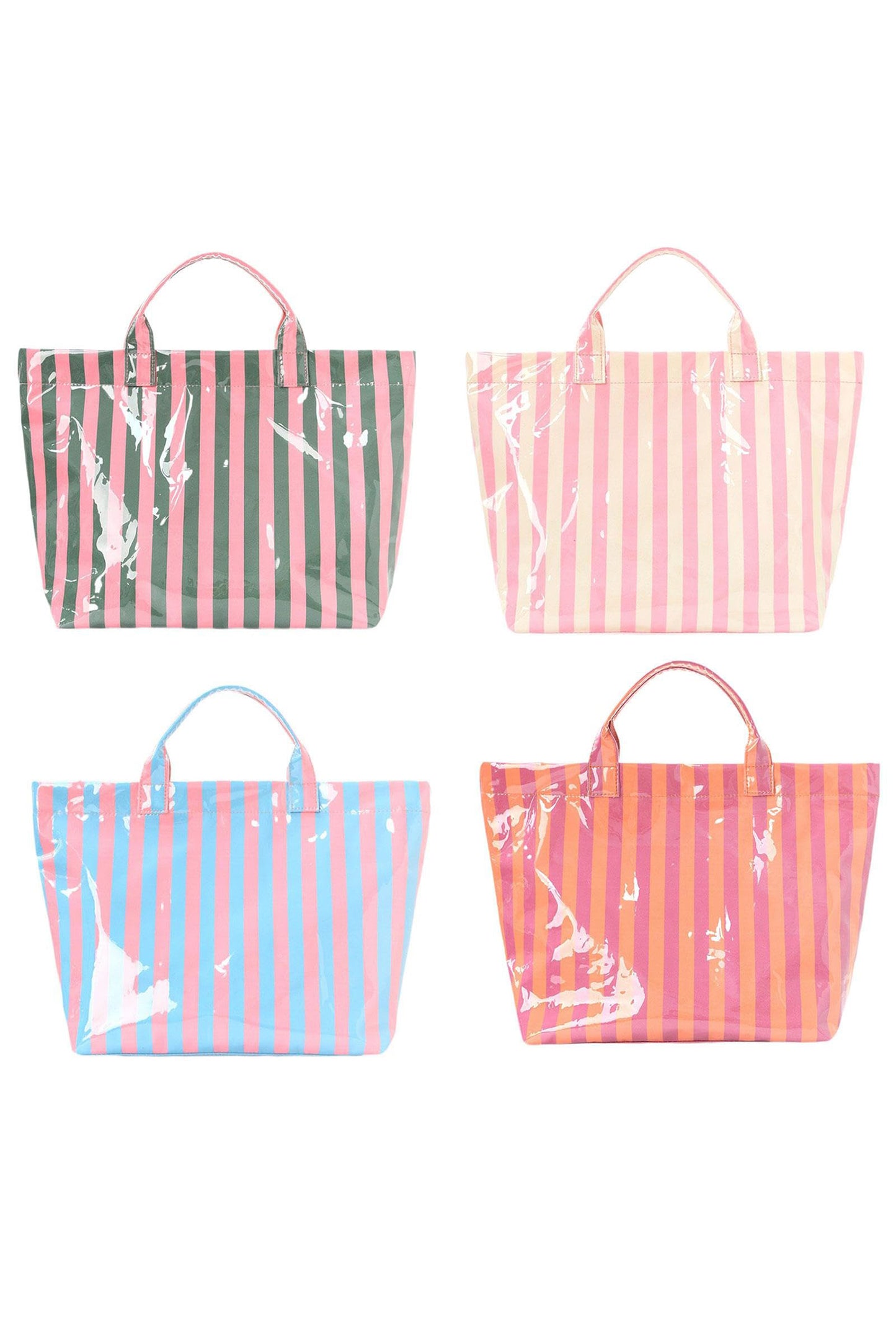 Blackish Green Glossy Striped Vinyl Large Tote Bag - Snoopy's Closet