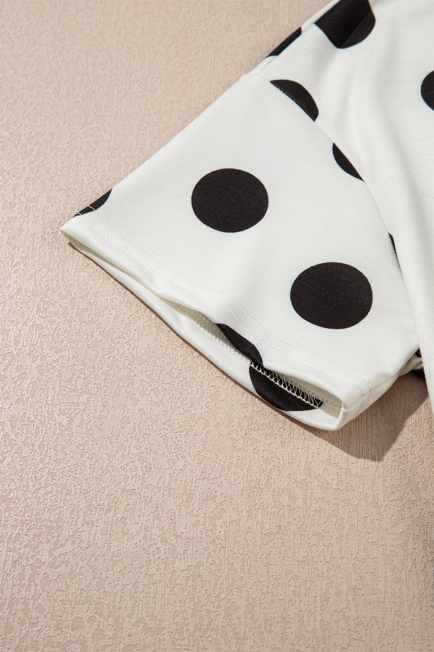 Black Polka Dot Print Loose Tee Drawstring Elastic Waist Short Set - Snoopy's Closet