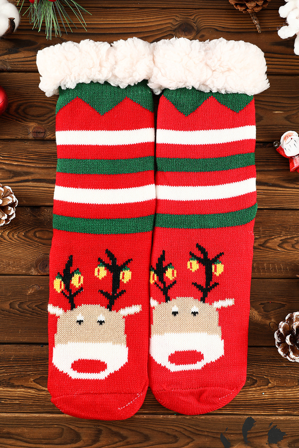 Fiery Red Christmas Cartoon Pattern Woolen Knit Socks - Snoopy's Closet