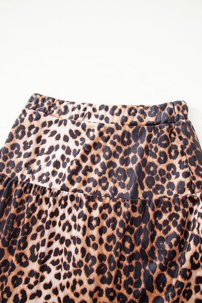 Brown Leopard Tiered Patchwork Hot Mini Skirt - Snoopy's Closet
