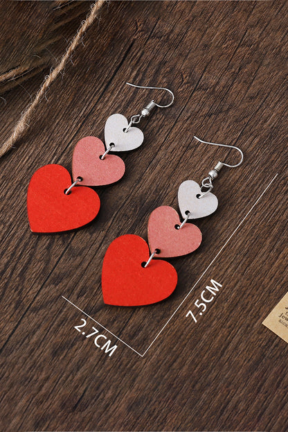 Red Valentines Day Heart Shape Tiered Dangle Earring - Snoopy's Closet