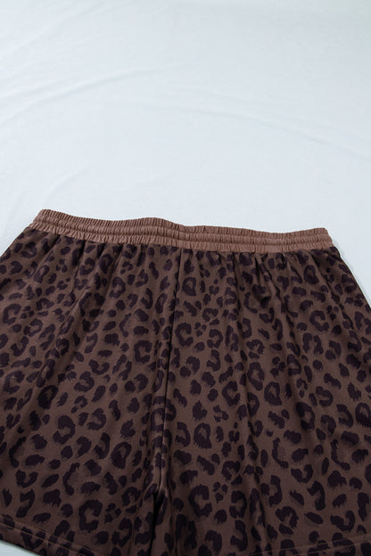 Conjunto corto de leopardo talla grande color café