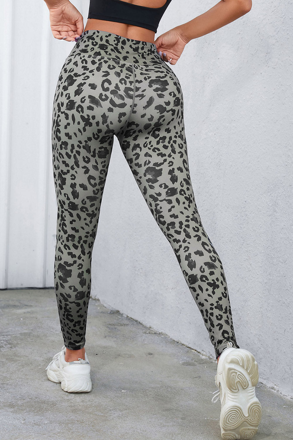 Gray Classic Leopard Print Active Leggings - Snoopy's Closet