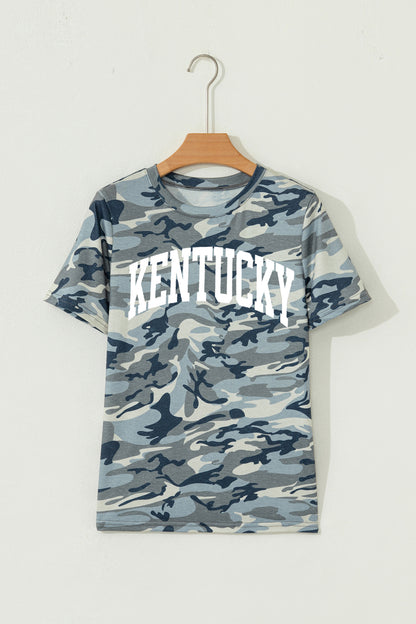 Green Camouflage KENTUCKY Crew Neck Summer Top - Snoopy's Closet