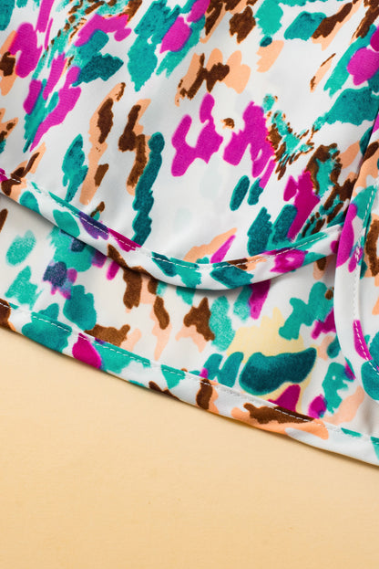 Light Blue Leopard High Waisted Athletic Shorts - Snoopy's Closet