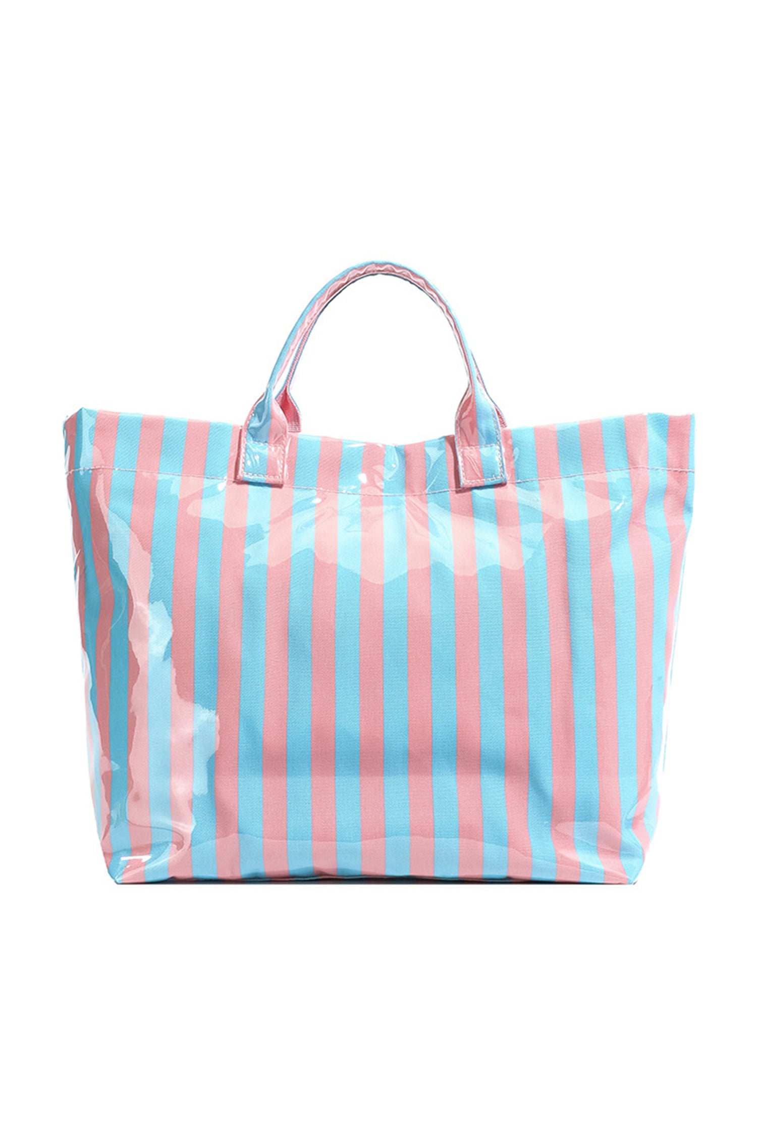 Blackish Green Glossy Striped Vinyl Large Tote Bag - Snoopy's Closet