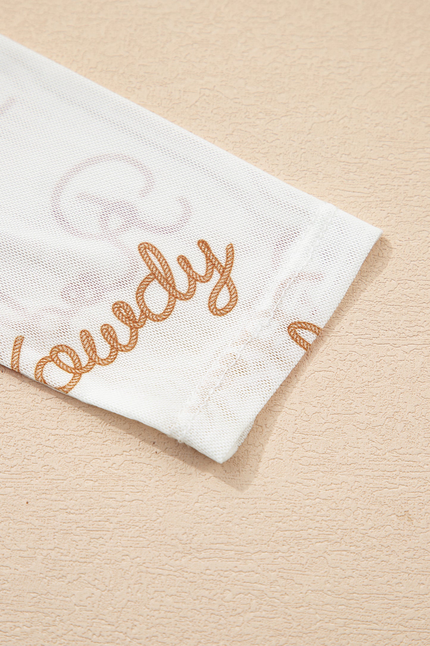 White Howdy Hey Yall Mesh High Neck Long Sleeve Top - Snoopy's Closet
