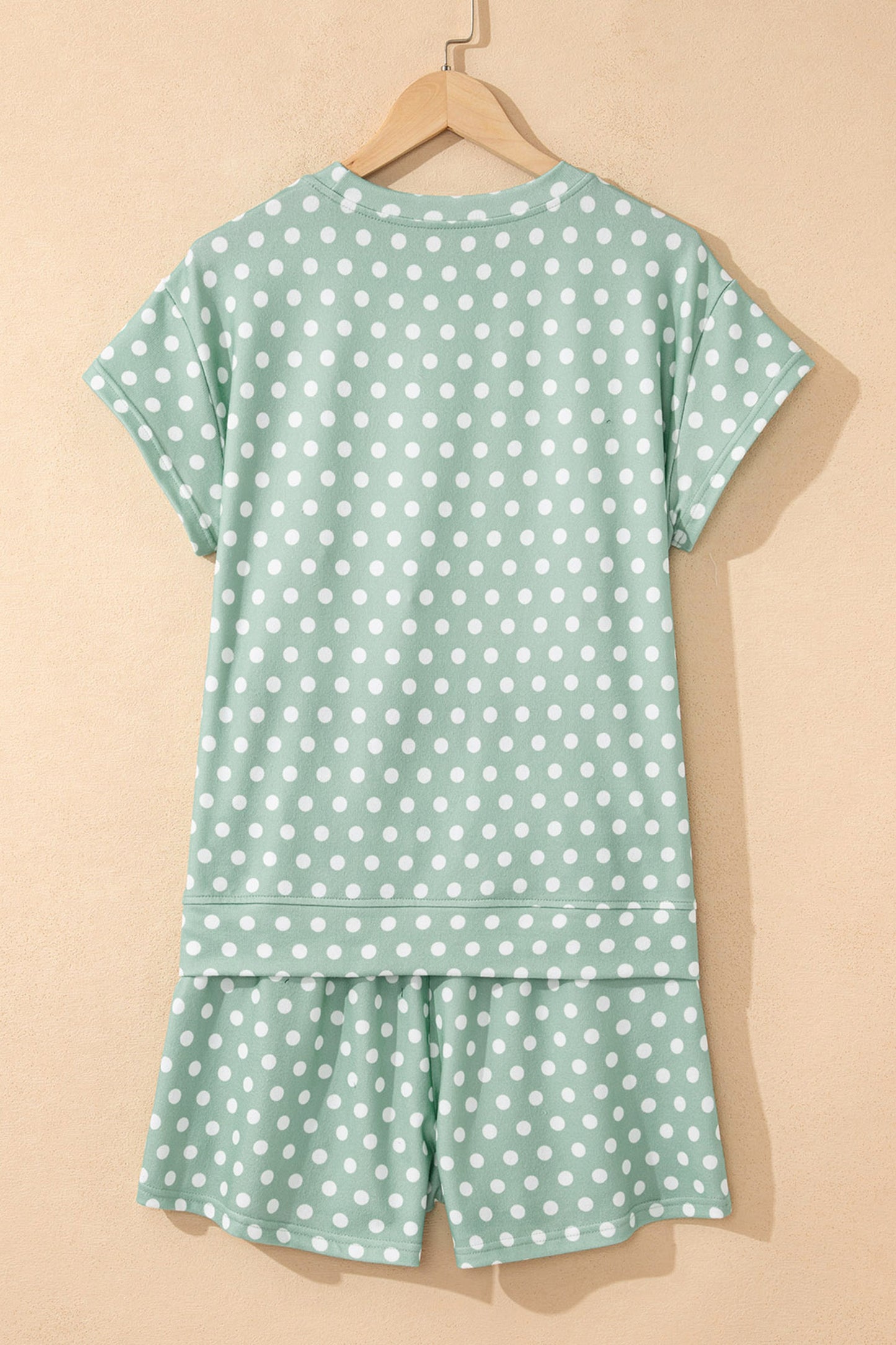Conjunto corto estampado de lunares verdes