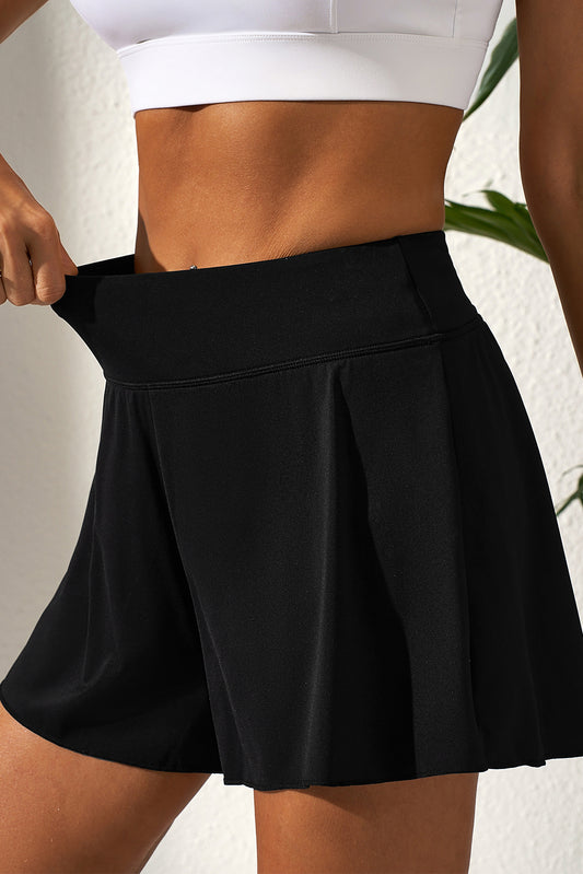 Black Solid Color High Waist Wide Leg Swim Bottom - Snoopy's Closet