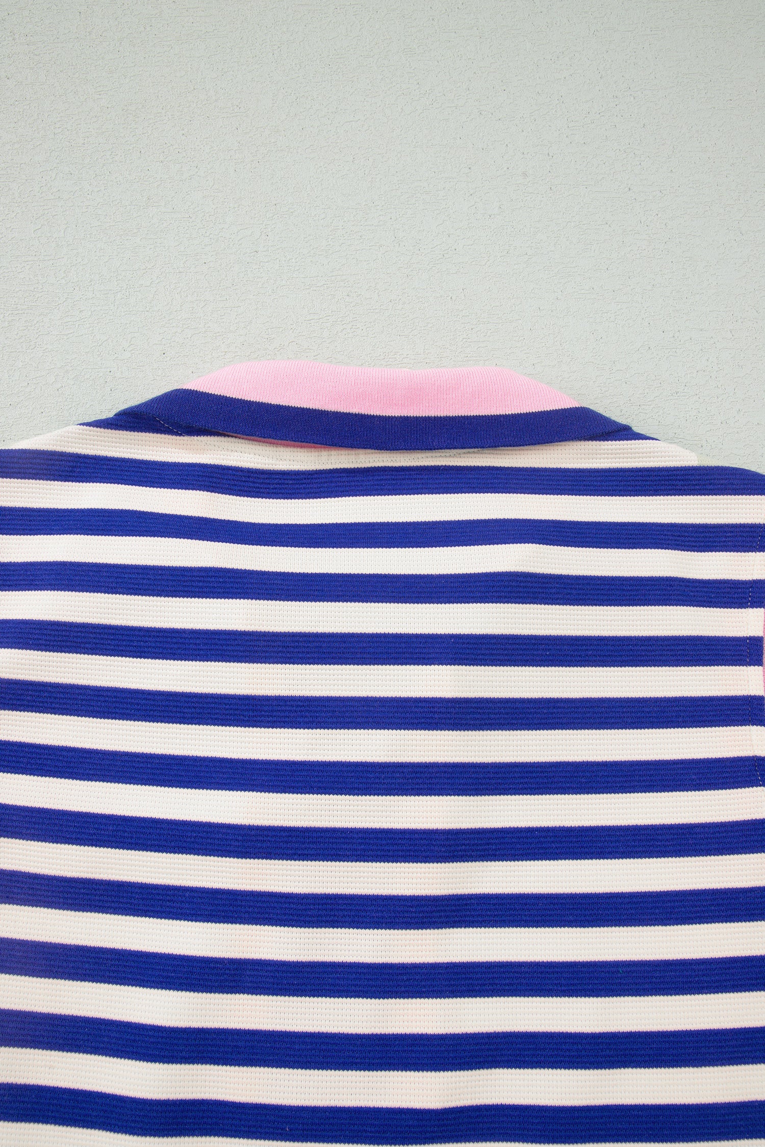 Dark Blue Textured Stripe Print Contrast Trim Zip Collar Sleeveless 2pcs Skort Set - Snoopy's Closet