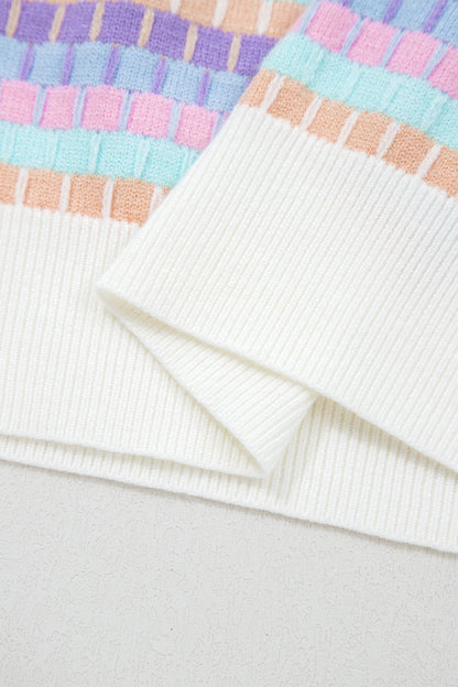 Orange Abstract Striped Knit Short Sleeve Sweater - Snoopy's Closet