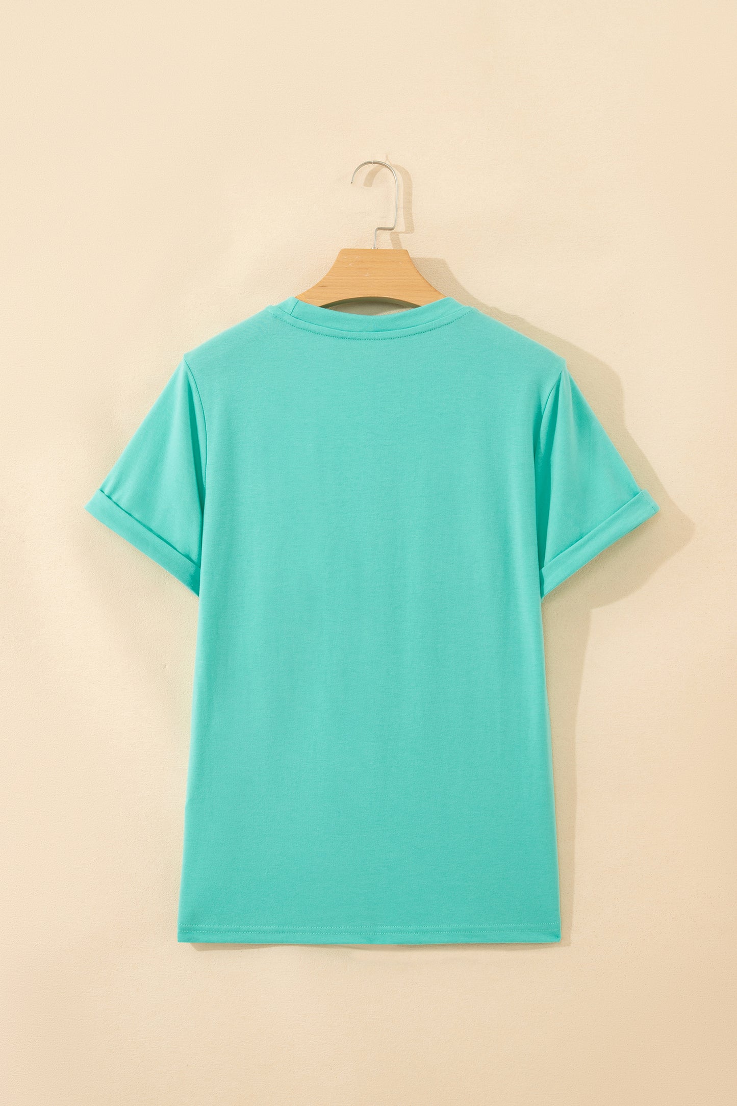 Mint Green Casual Plain Crew Neck Tee - Snoopy's Closet