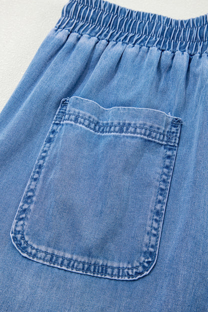 Pantalones holgados de mezclilla Beau Blue con cordón elástico en la cintura y bolsillos