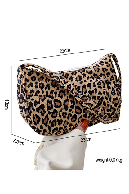 Coffee Leopard Printed Minimalist Shoulder Bag - Snoopy's Closet