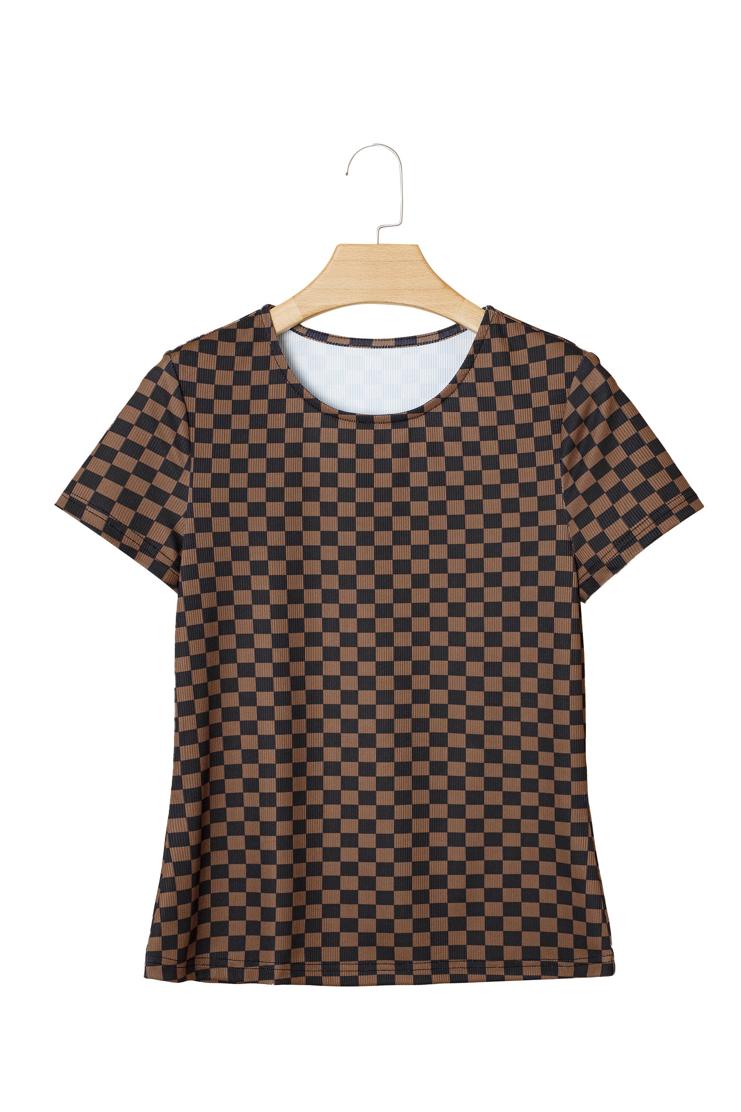 Black Checkerboard Round Neck Summer T Shirt - Snoopy's Closet