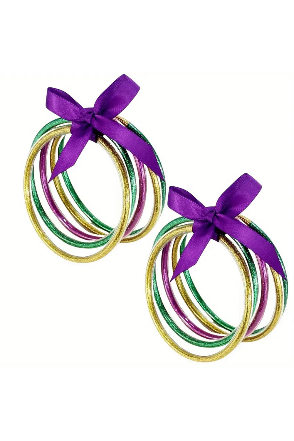 Green 5pcs Glitter Jelly Bow Knot Ribbon Bracelet Set - Snoopy's Closet