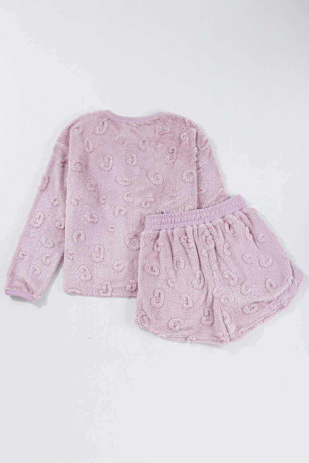 Lavendula Textured Leopard Fleece Loose Two Piece Lounge Set - Snoopy's Closet