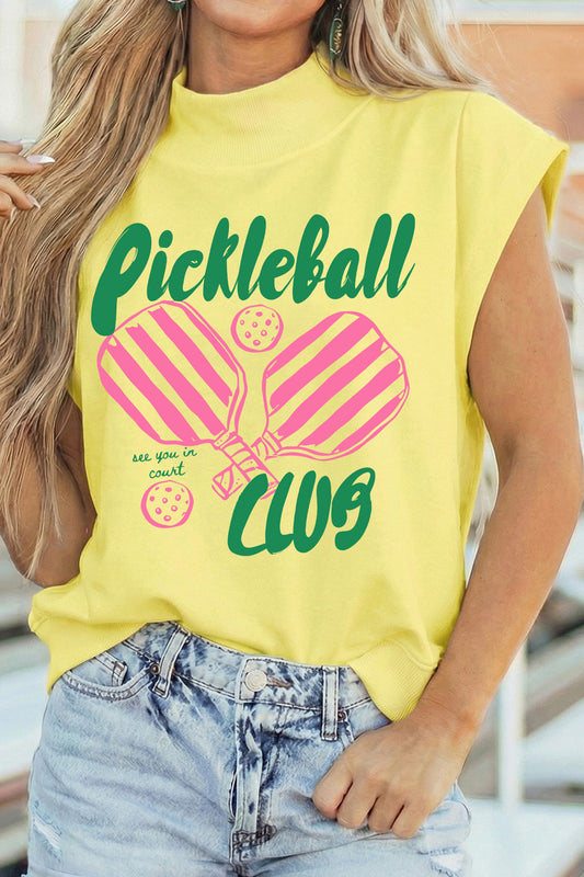 Polo de cuello alto gráfico Yellow Pickleball Club Game Day