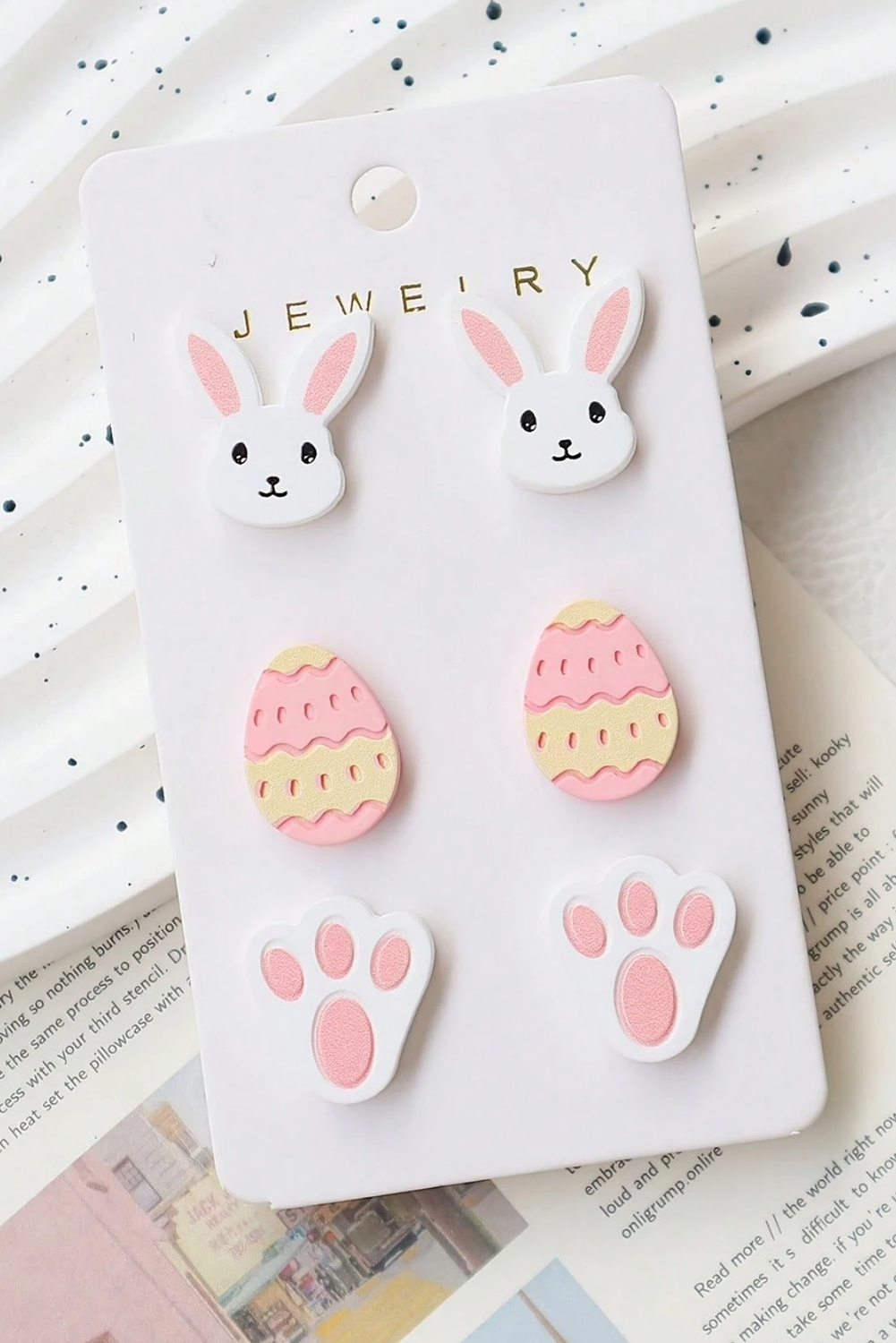 Pink Happy Easter Day Cute Earrings - Snoopy's Closet