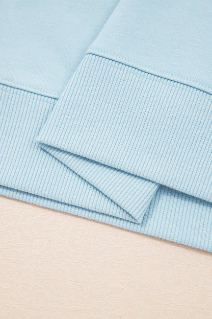 Conjunto de 2 piezas de top de manga corta con ribete acanalado color azul bruma y pantalones holgados con cordón