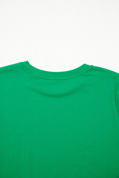 Bright Green Casual Plain Crew Neck Tee - Snoopy's Closet