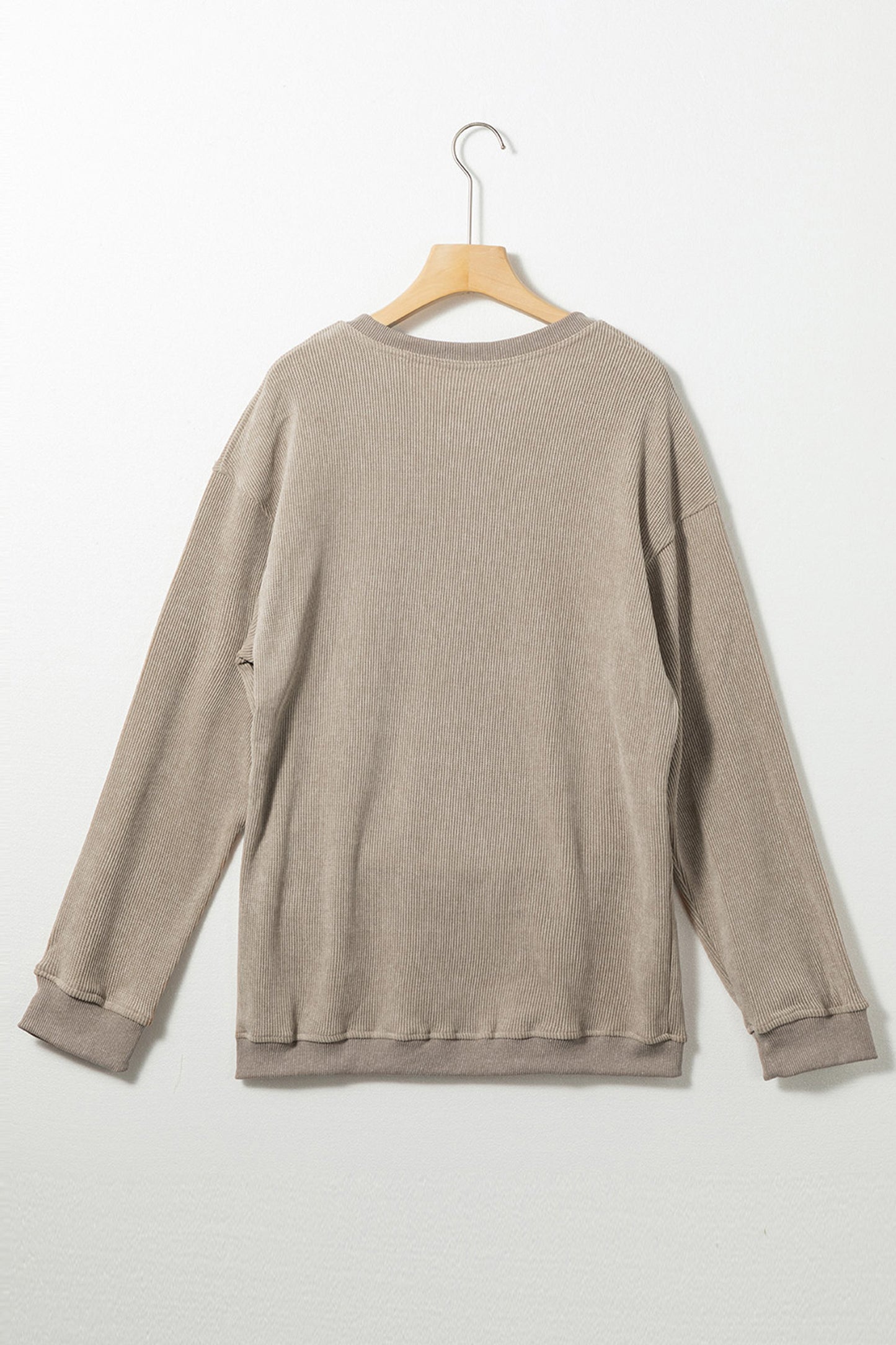 Khaki Kentucky KY Leopard Lettering Ribbed Baggy Sweatshirt - Snoopy's Closet