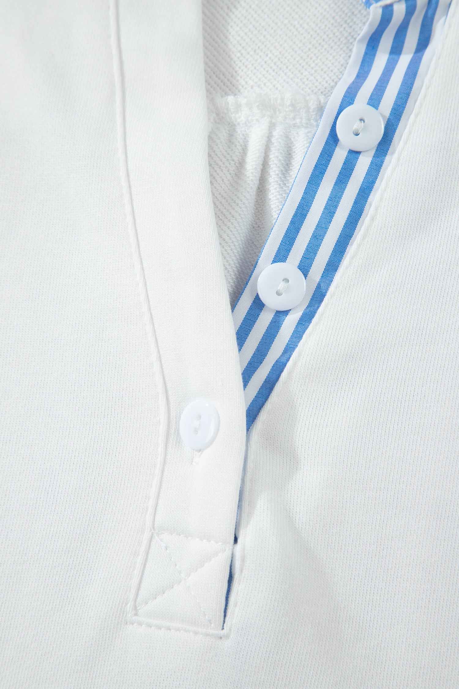 Sky Blue Striped Frilled Collar Short Sleeve Blouse