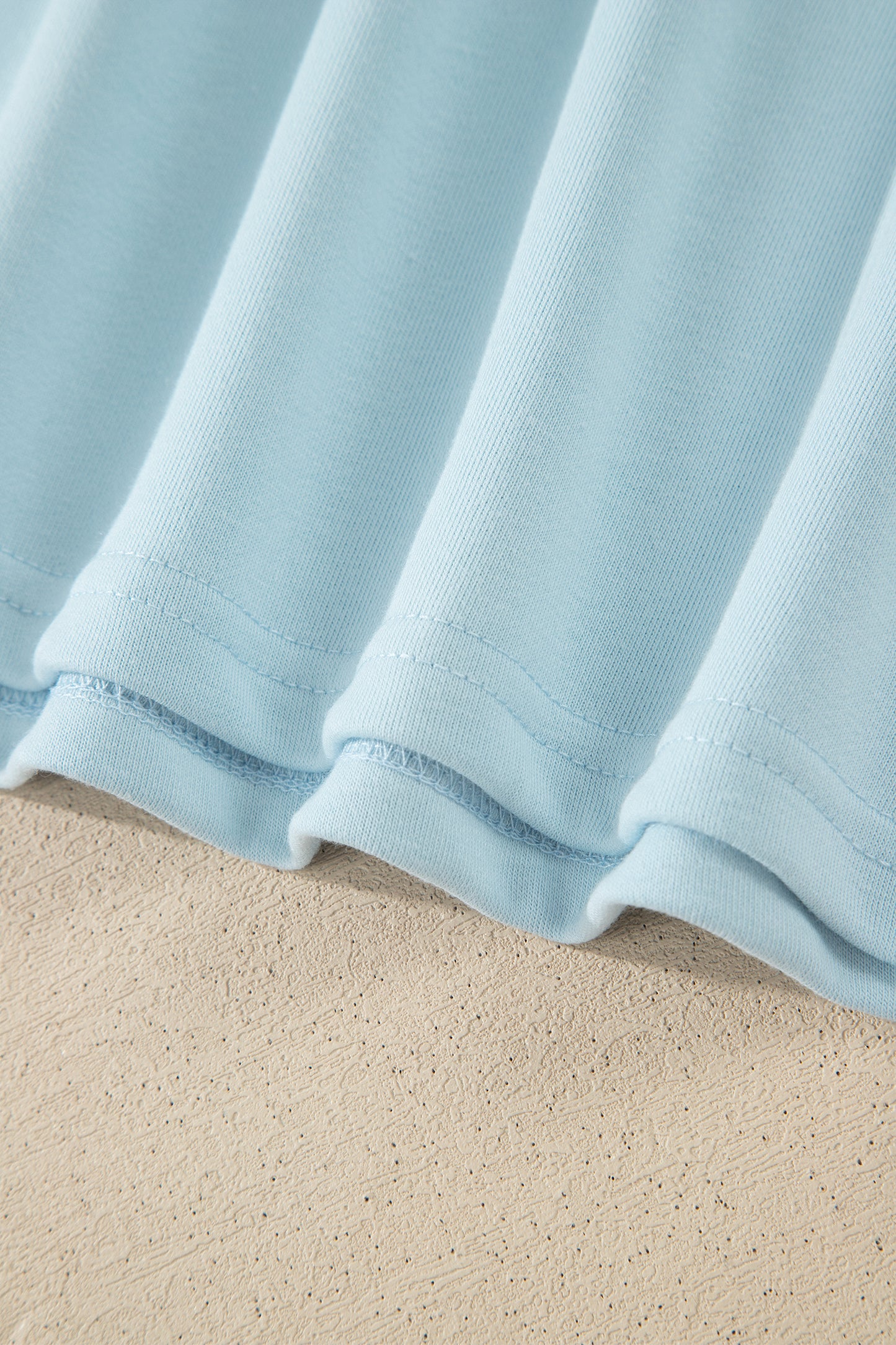 Mist Blue Contrast Trim Round Neck Pocketed Boxy Tank Top Wide Leg Pant Set - Snoopy's Closet