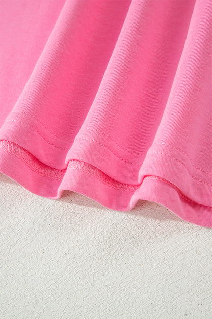 Sachet Pink Solid Cover Oversize Tee Pocketed Casual Pants 2pcs Outfit - Snoopy's Closet