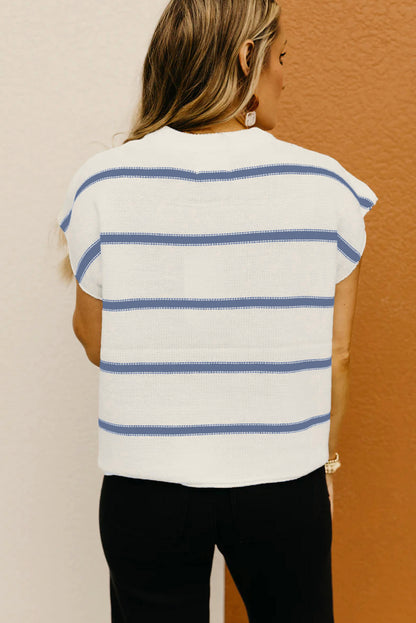Blue Striped Batwing Sleeve Sweater Tee - Snoopy's Closet