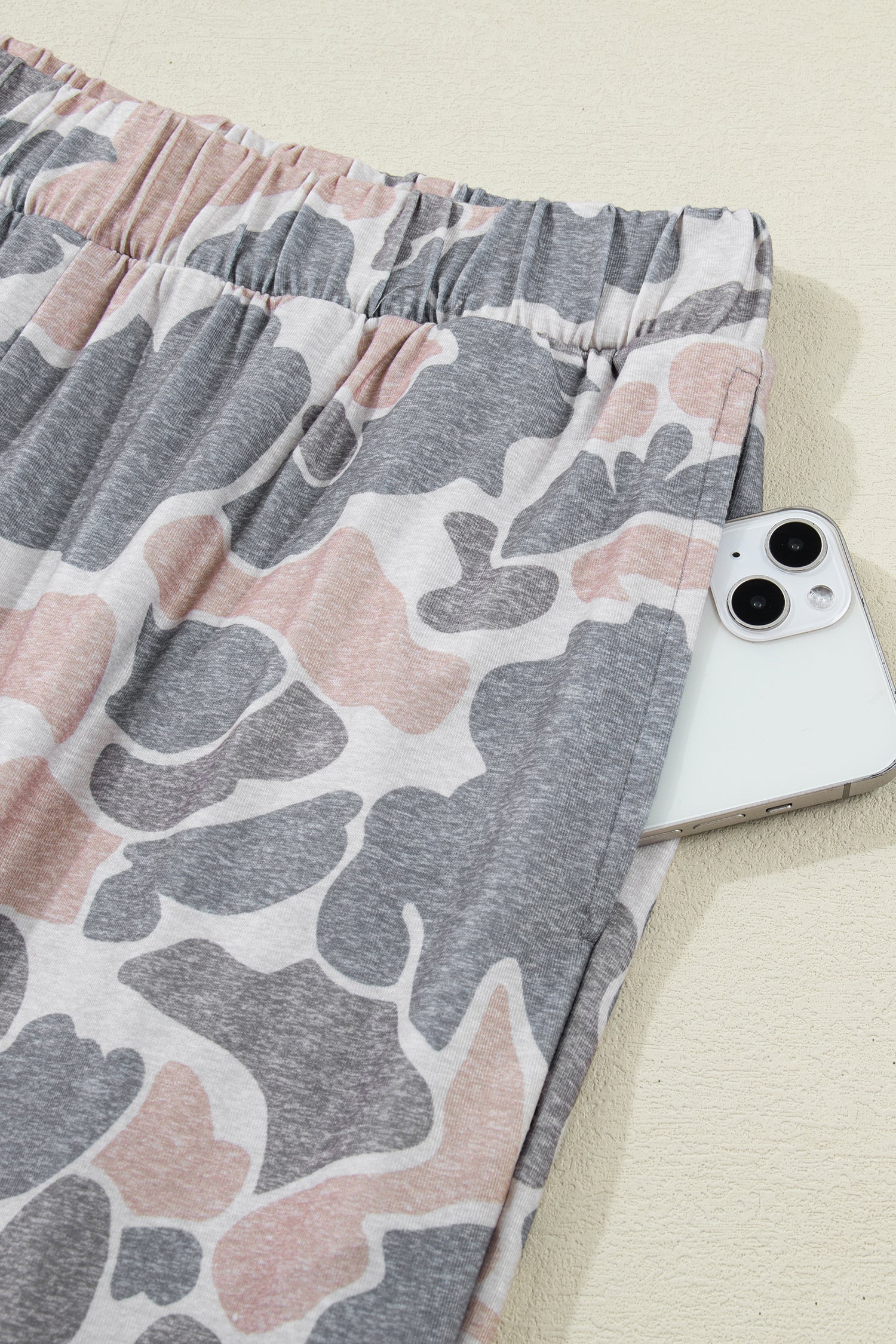 Multicolour Camouflage Short Sleeve Top and High Waist Wide Leg Pants Set - Snoopy's Closet