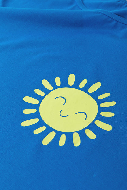 Blue Sun Graphic Casual Tank Top - Snoopy's Closet