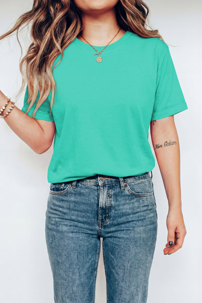 Mint Green Casual Plain Crew Neck Tee - Snoopy's Closet