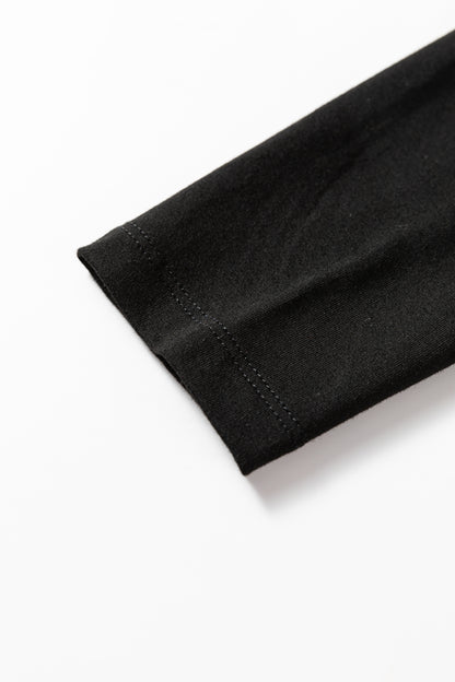 Black Slim Fit High Neck Long Sleeve Basic Top - Snoopy's Closet