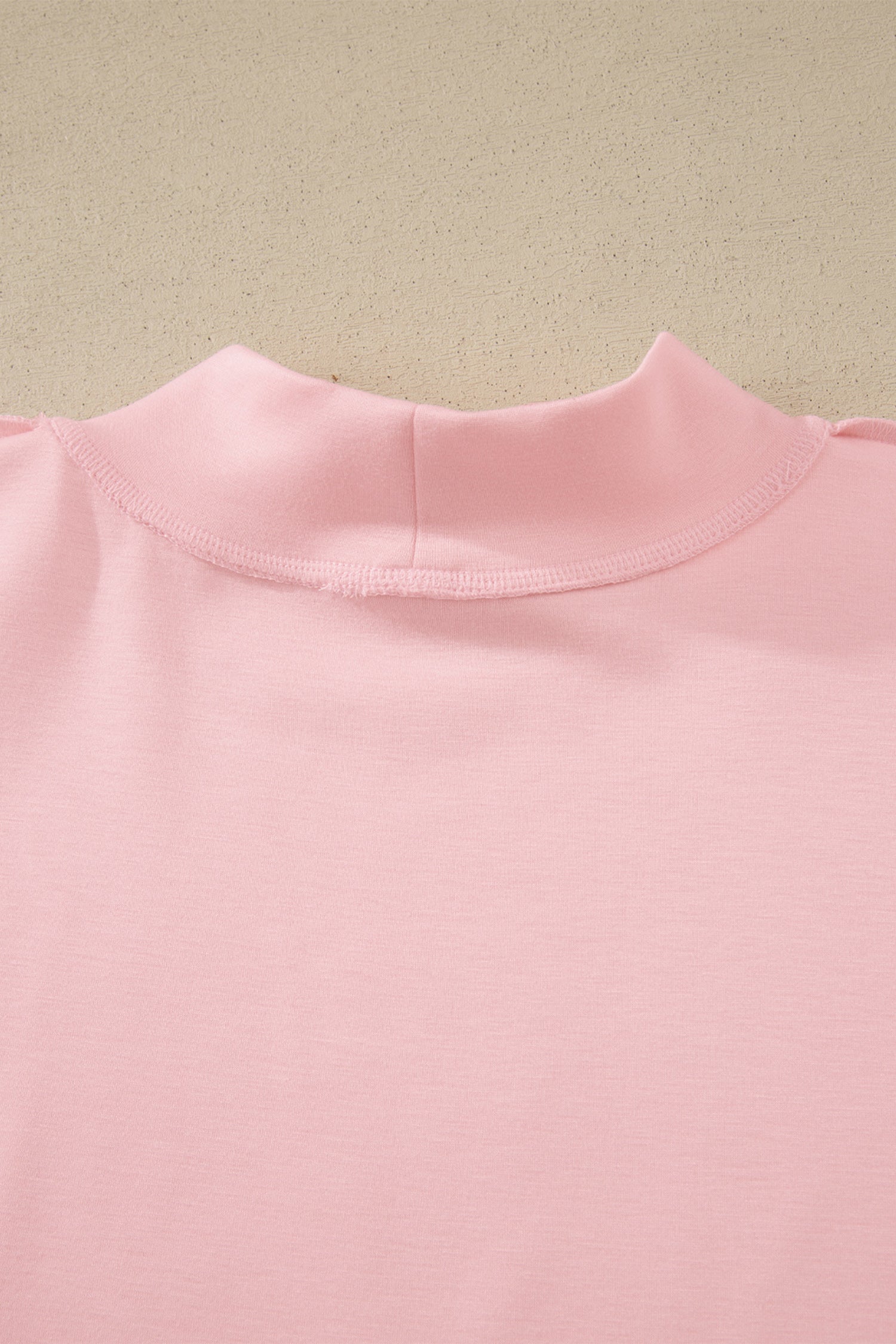 Moonlight Jade Solid Color Exposed Seam Mock Neck Oversize Tee Casual Shorts 2pcs Outfit - Snoopy's Closet