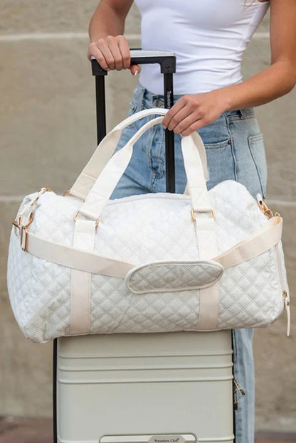 White Rhombus Textured Waterproof Travel Duffel Bag - Snoopy's Closet