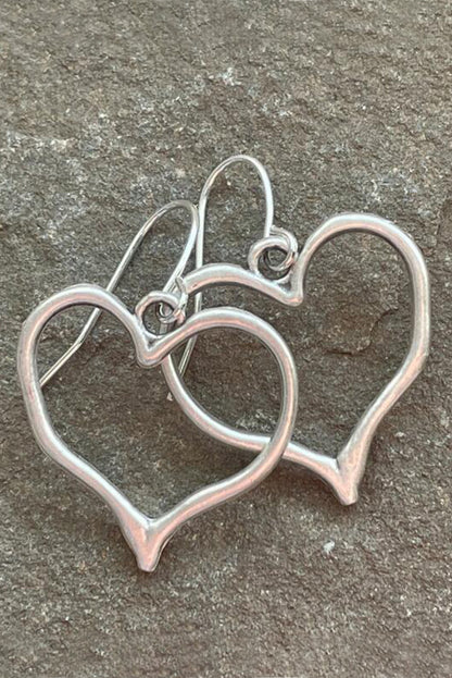Silvery Heart Shape Hook Drop Earrings - Snoopy's Closet