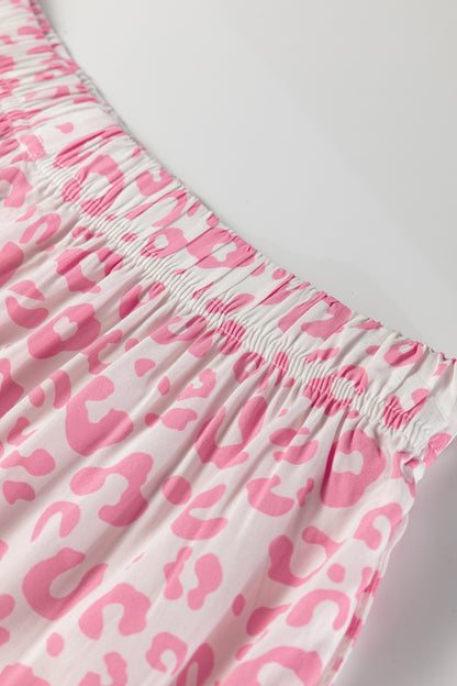 Pink Leopard Print 2cps Long Pajama Set - Snoopy's Closet