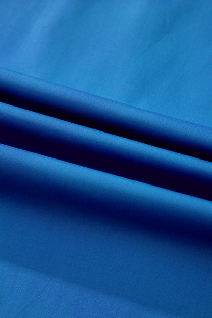 Blusa de manga corta con volantes, cuello con volantes a rayas azul cielo