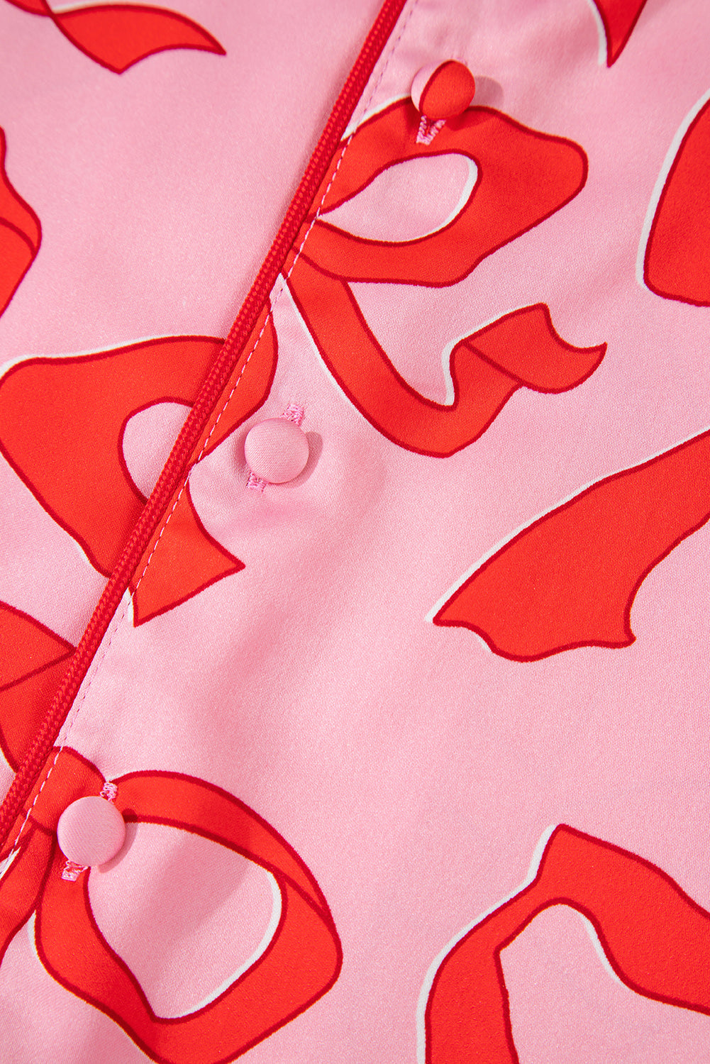 Pink 2pcs Bow Print Shirt Style Long Sleeve Pajama Set - Snoopy's Closet