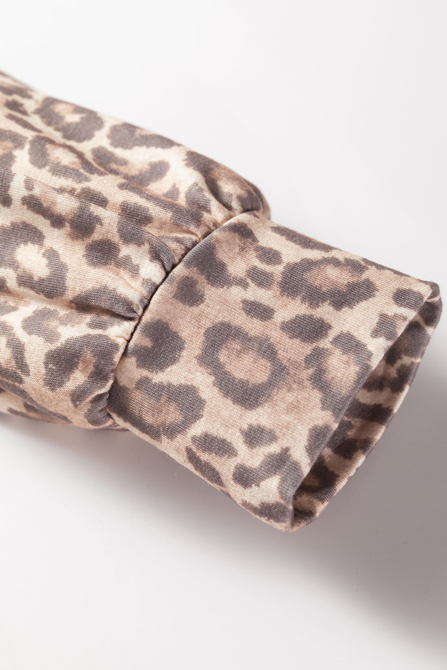 Light French Beige Leopard Print V Neck Pullover Mini Skirt 2pcs Set - Snoopy's Closet