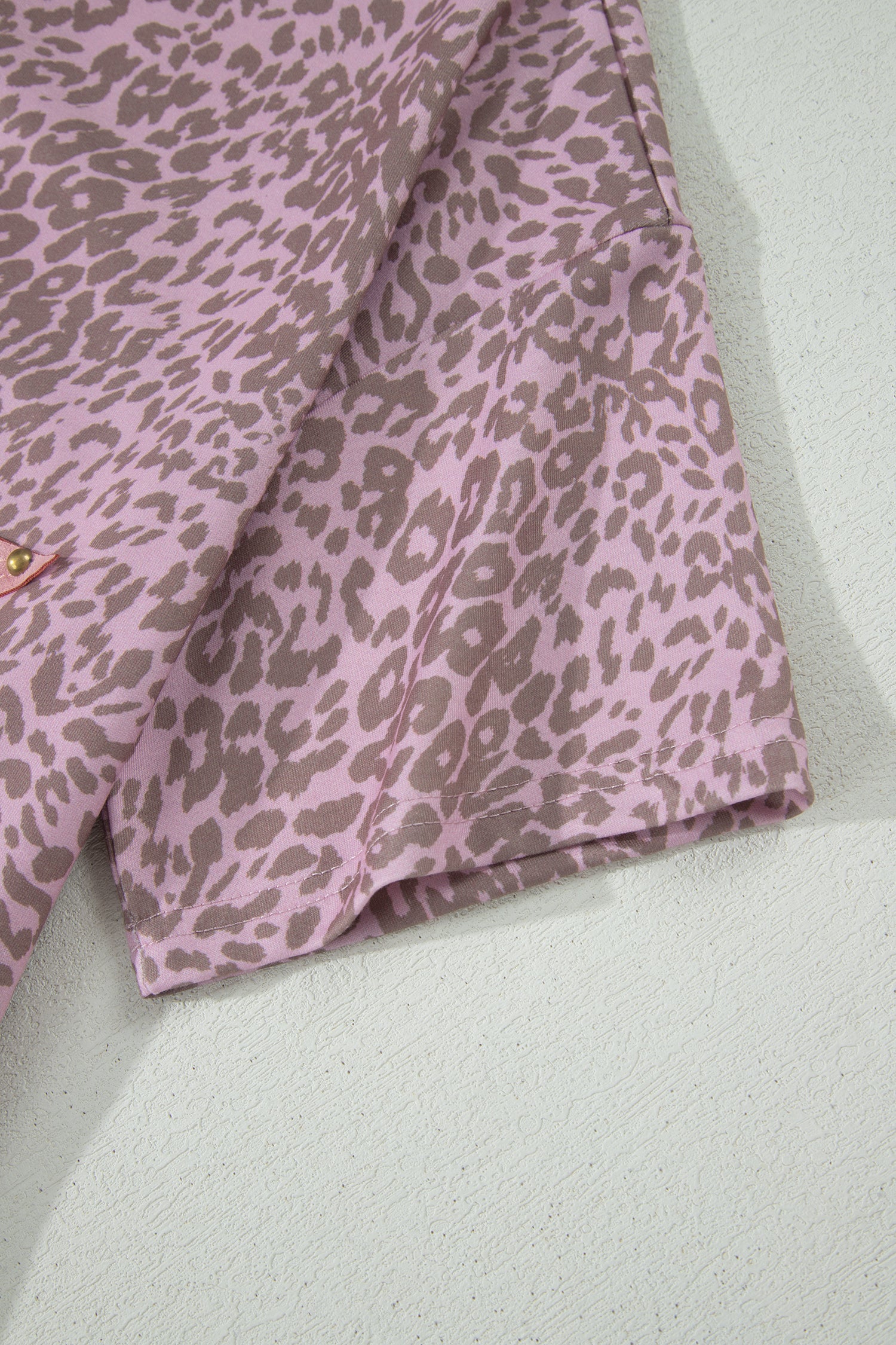 Khaki Leopard Retro Studded Star Patch Loose Tee - Snoopy's Closet