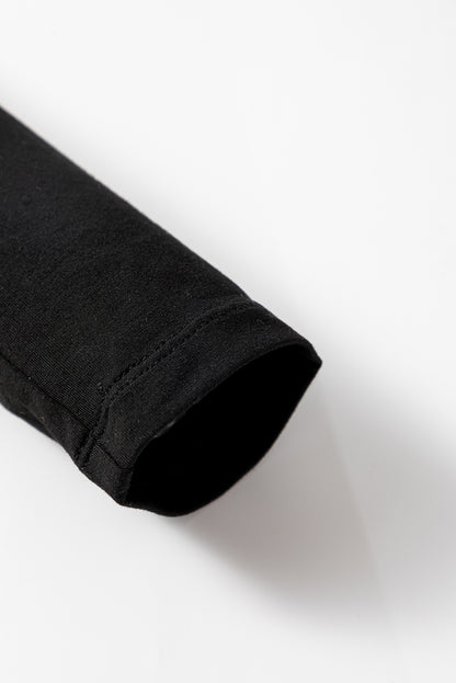 Black Solid Color Long Sleeve Fitted Top - Snoopy's Closet