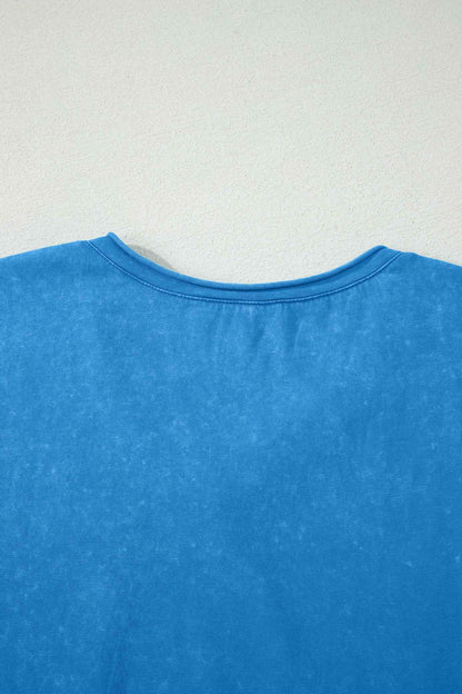 Blue Cotton Mineral Wash T Shirt